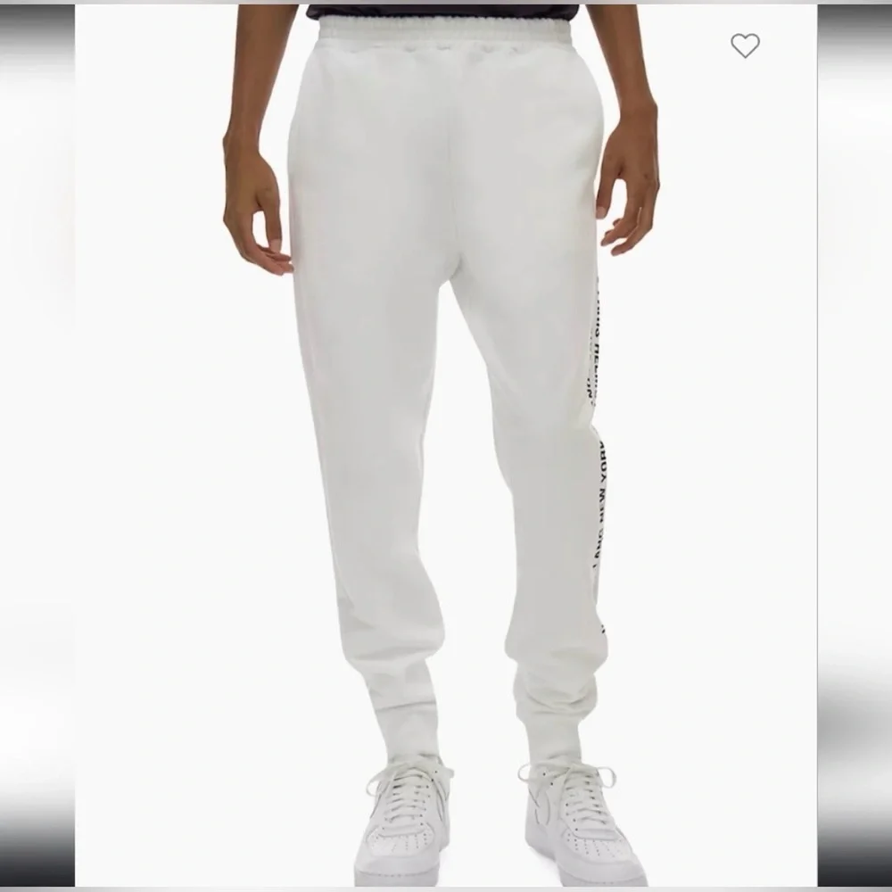 Men’s Helmut Lang MILANO PARIS NEW YORK white heavyweight luxe logo joggers LG